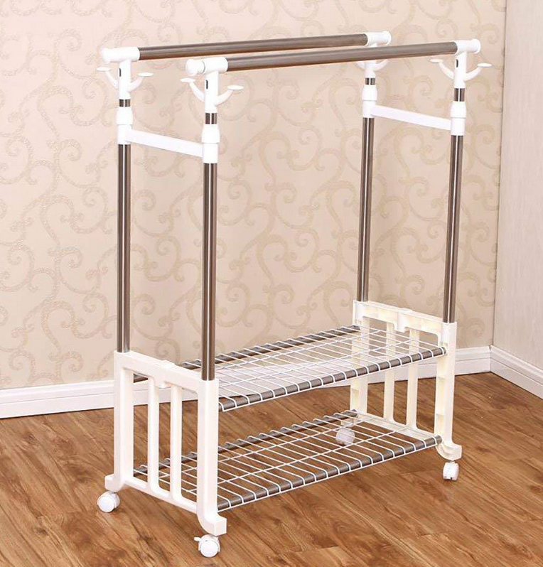 Double floor coat rack with shelves - 0327B - 522411