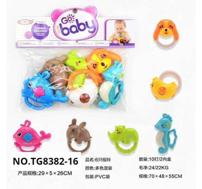 Σετ βρεφικές κουδουνίστρες & μασητικά - TG8382-16 - 6pcs - 917393