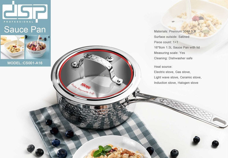 Γαλατιέρα ανοξείδωτη με καπάκι - 1.5L - CS001-A16 - DSP - 562496