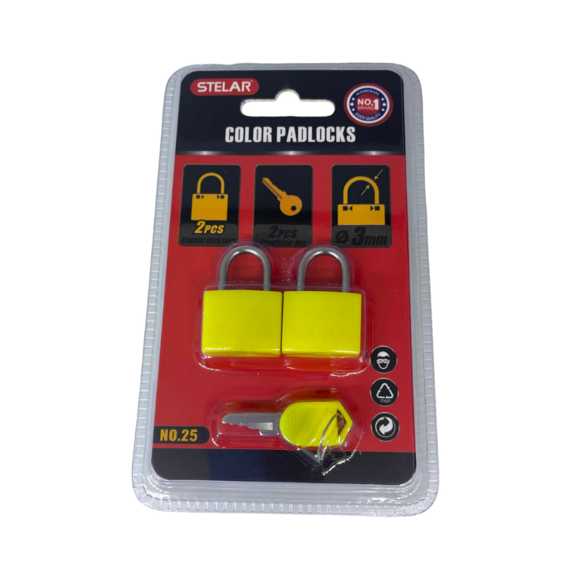 Short padlock set - 2pcs - 3mm - STELAR - TKS23 - 2pcs - 586981 - Yellow