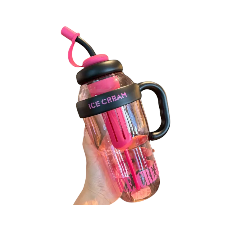 Portable plastic water bottle with straw - 1300ml - RTS16 - 590166 - Fuchsia