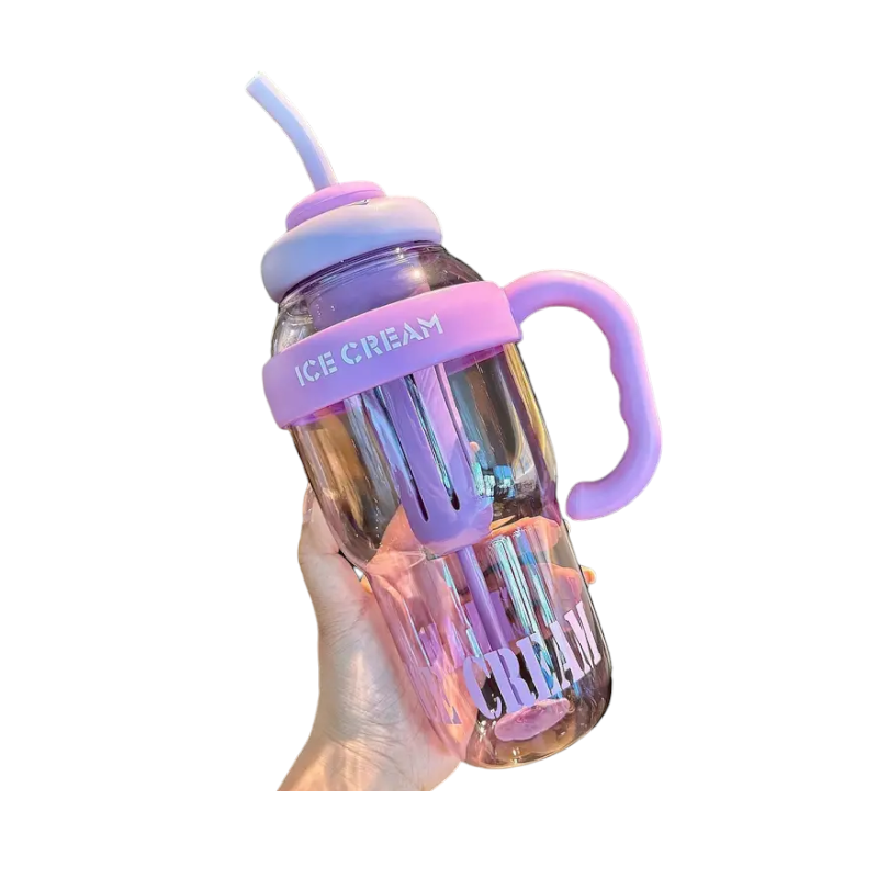 Portable plastic water bottle with straw - 1300ml - RTS16 - 590166 - Purple
