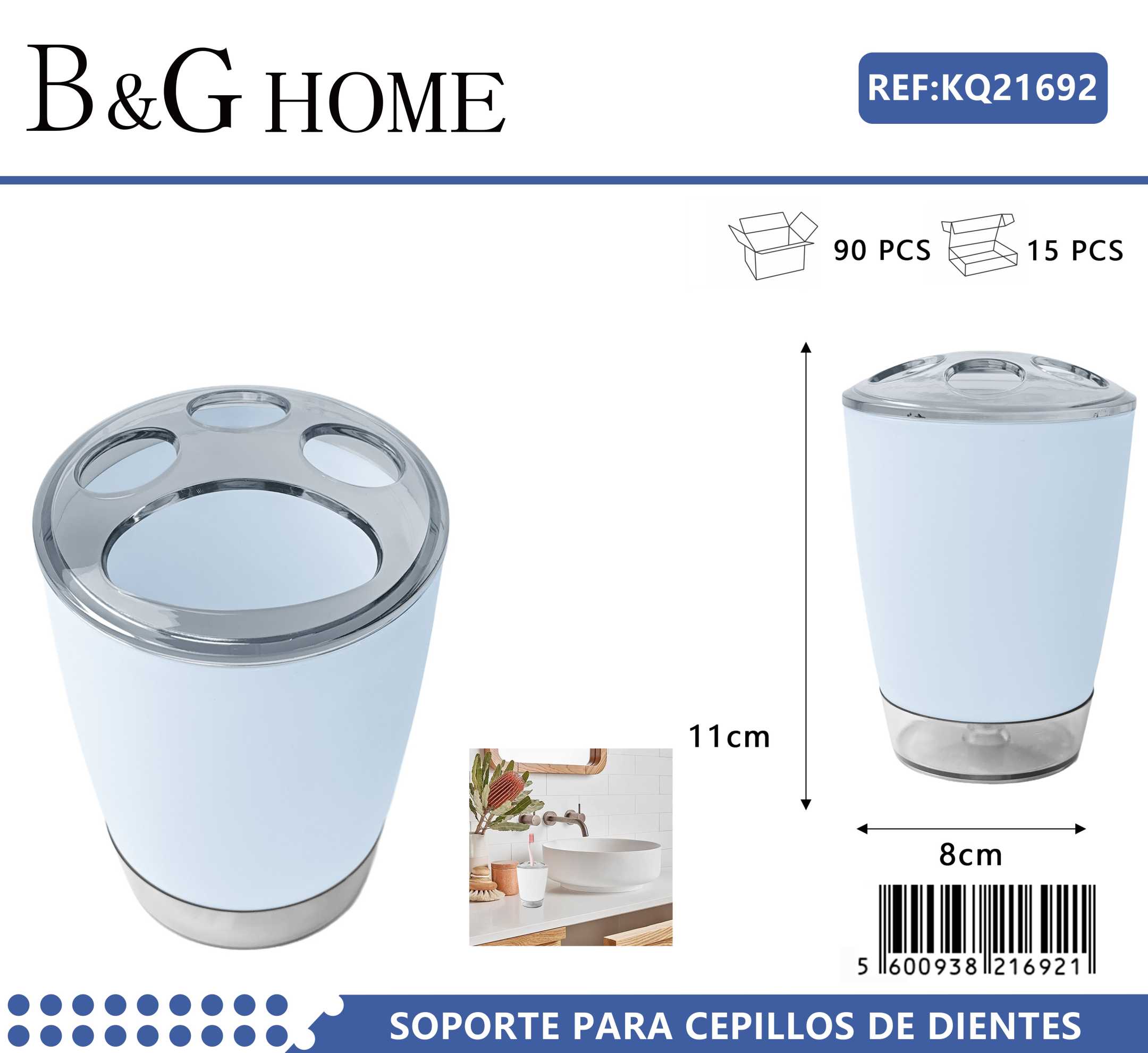 Θήκες οδοντόβουρτσας πλαστικές σε σετ 5Χ - Light Blue - 21692