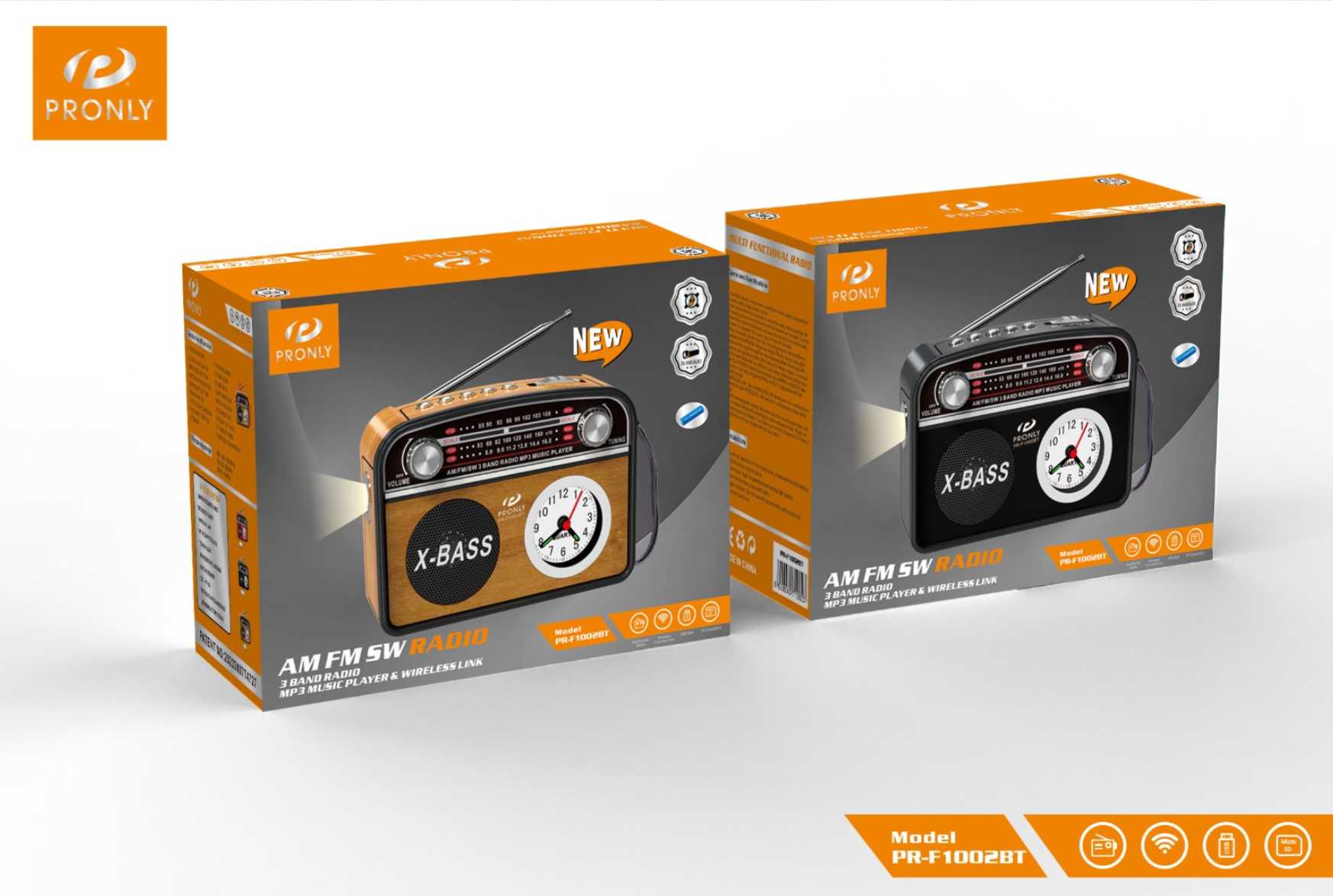 Επαναφορτιζόμενο ραδιόφωνο Retro με Bluetooth - PR-1002BT - 241434 - Brown