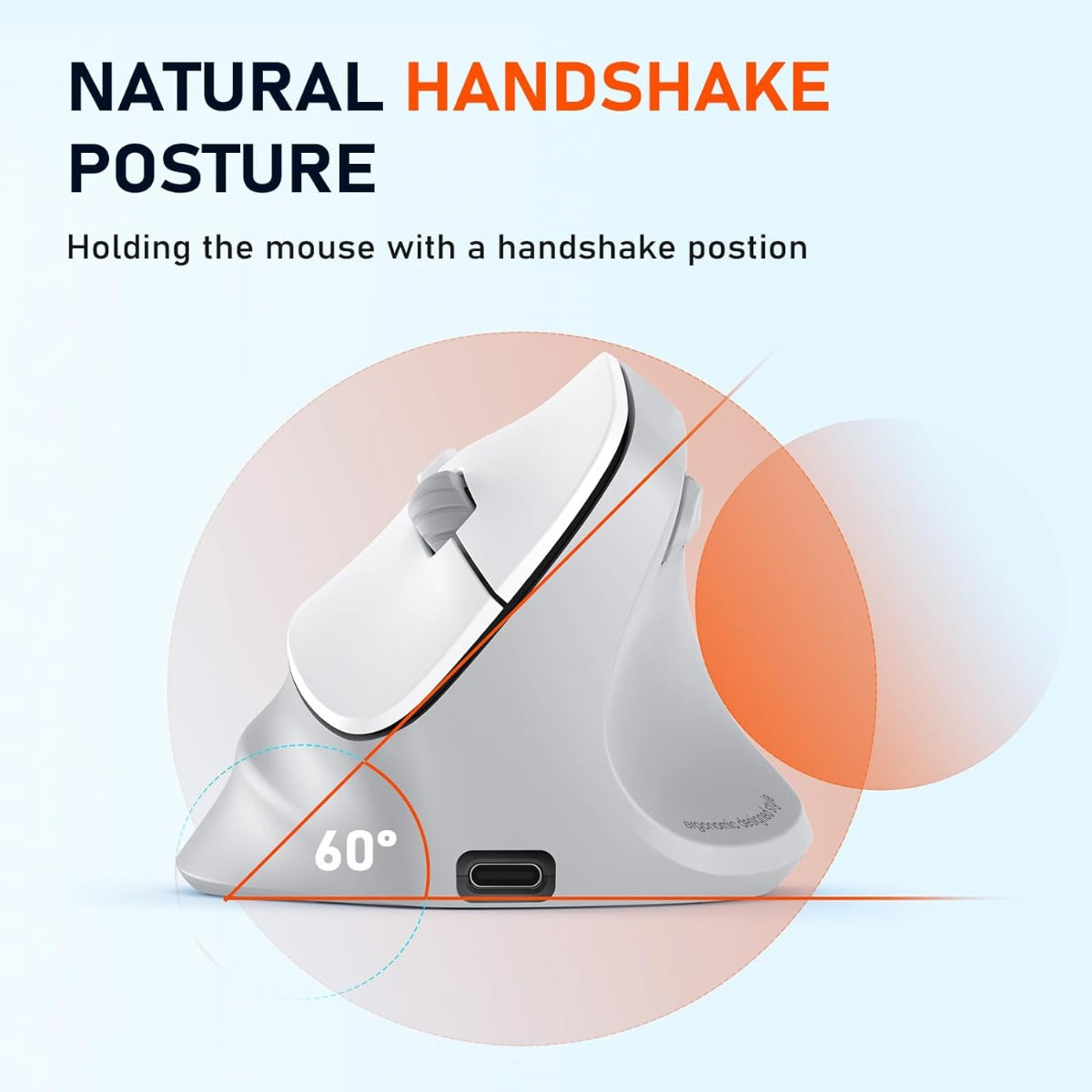 Meetion MT-BTM010R Right Ergonomic Wireless Mouse White + Gray