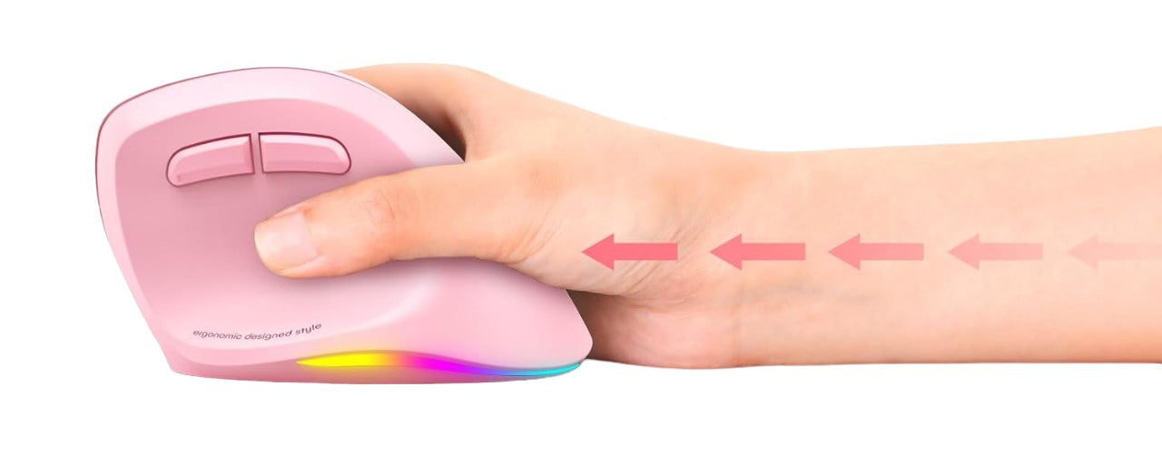 Meetion MT-BTM010L Left Ergonomic Wireless Mouse Pink