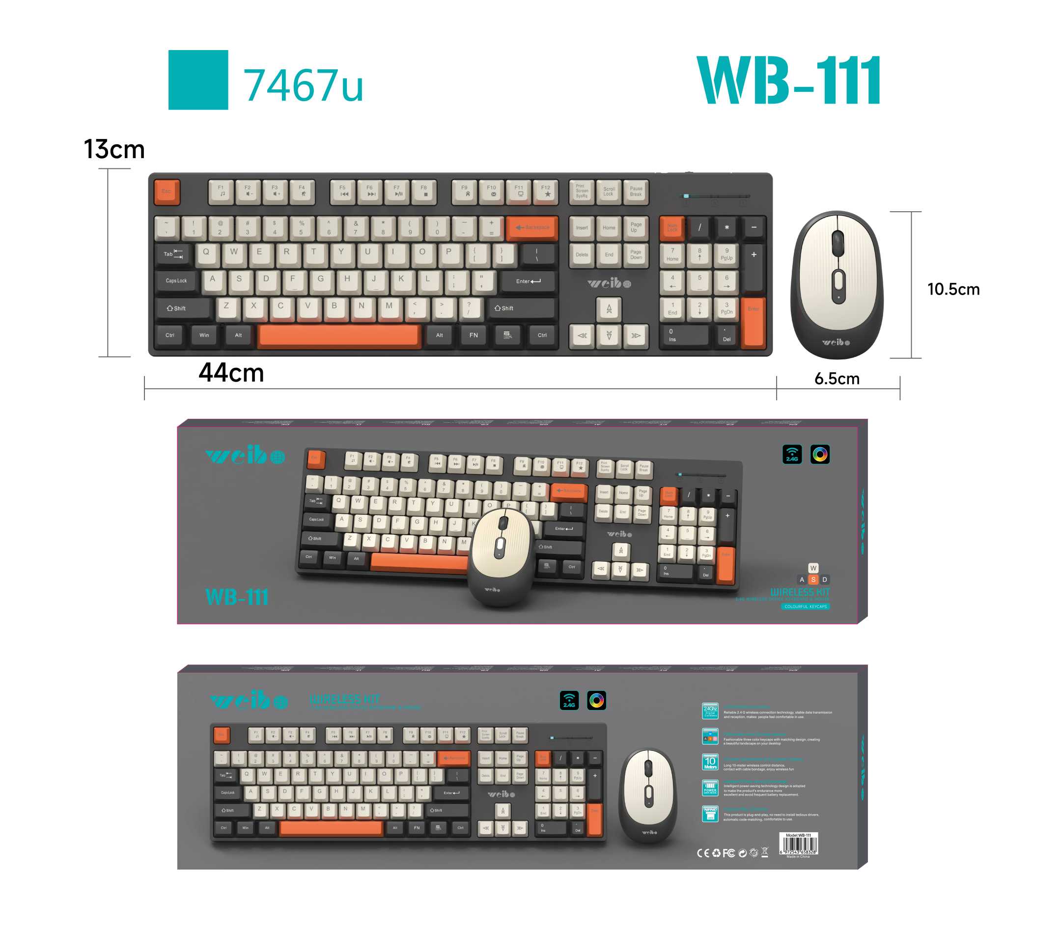 Σετ ασύρματο πληκτρολόγιο & ποντίκι - WB-111 - Weibo - 658328