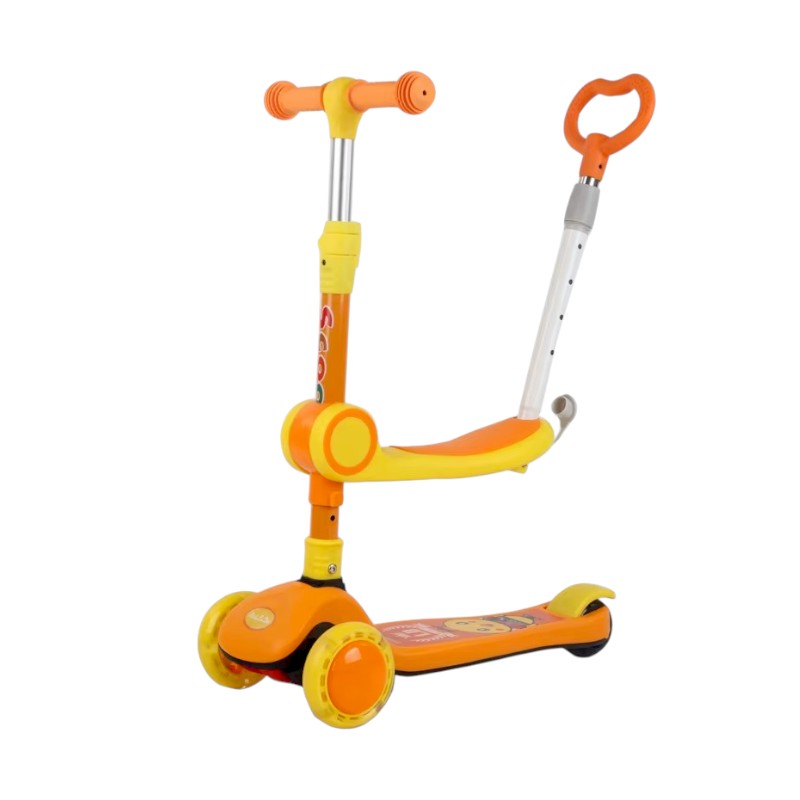 Children's tricycle scooter with seat & handle - JX806 - 630118 - Orange