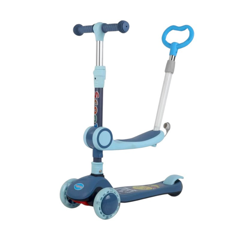 Children's tricycle scooter with seat & handle - JX806 - 630118 - Blue