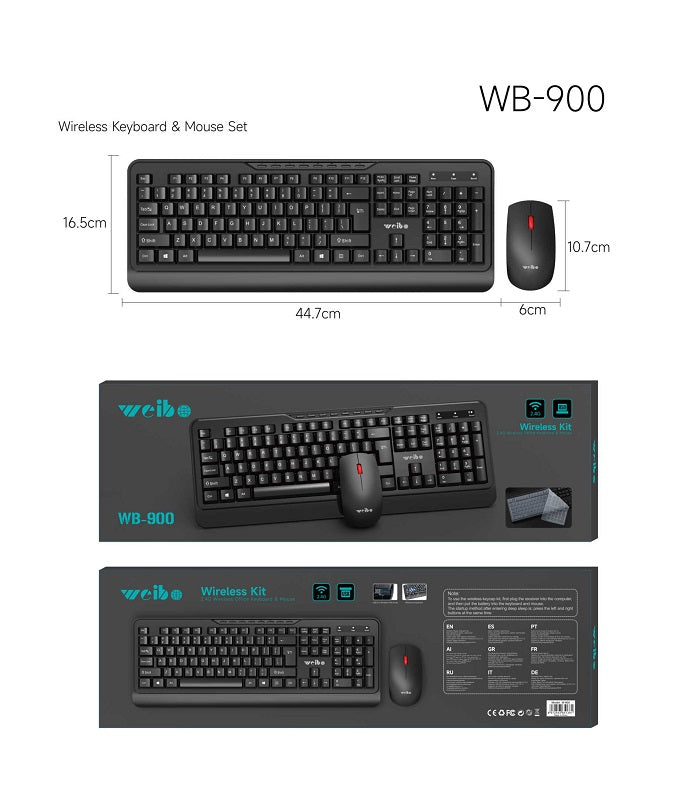 Σετ ασύρματο πληκτρολόγιο & ποντίκι - WB-900 - Weibo - 651381