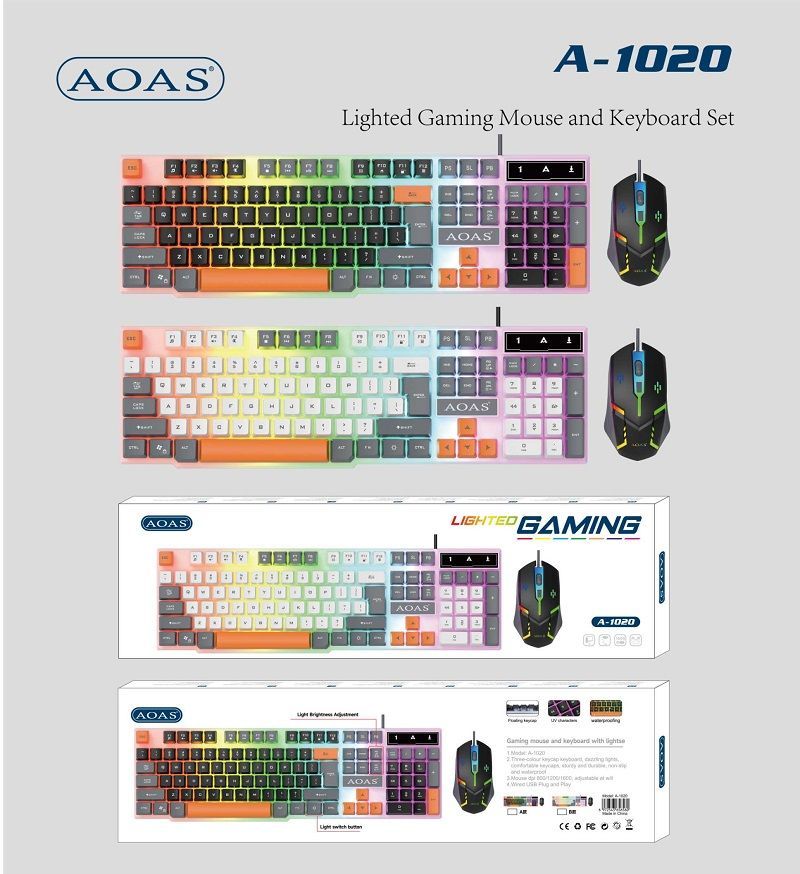 Σετ ενσύρματο πληκτρολόγιο & ποντίκι Gaming - A1020 - 655560 - Black