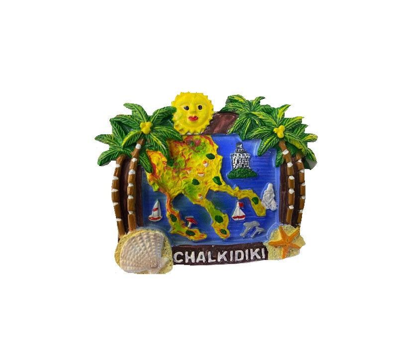 Tourist Souvenir Magnet – Set of 12pcs - Resin Magnet - Chalkidiki - 678071