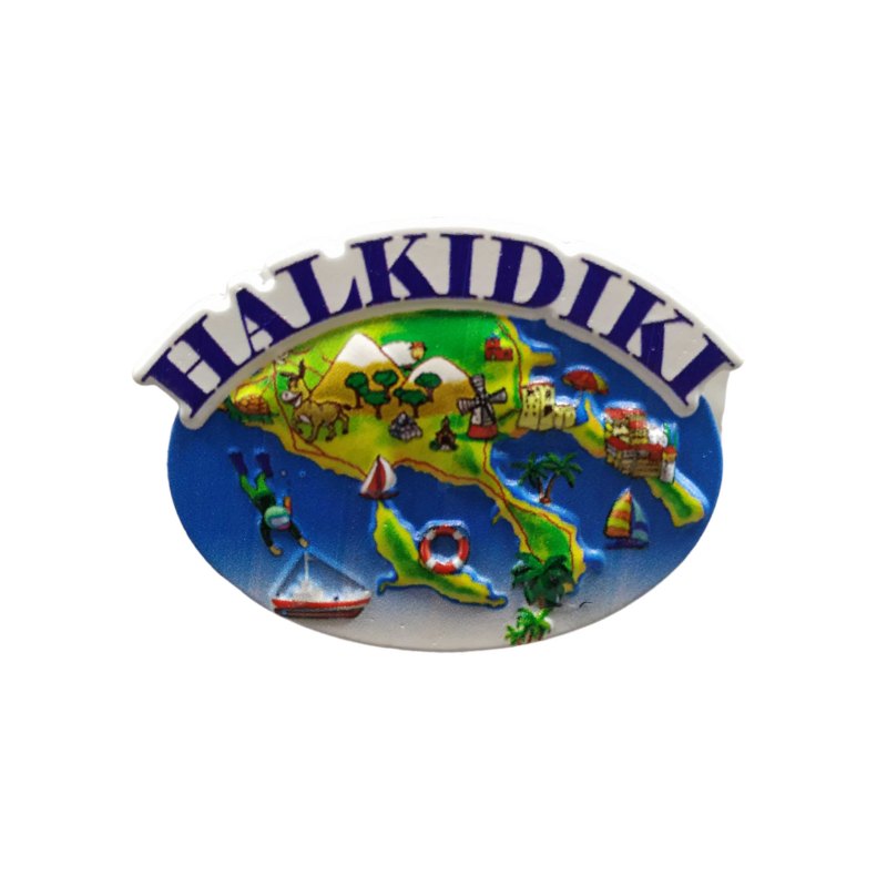 Tourist Souvenir Magnet – Set of 12pcs - Resin Magnet - Chalkidiki - 678312