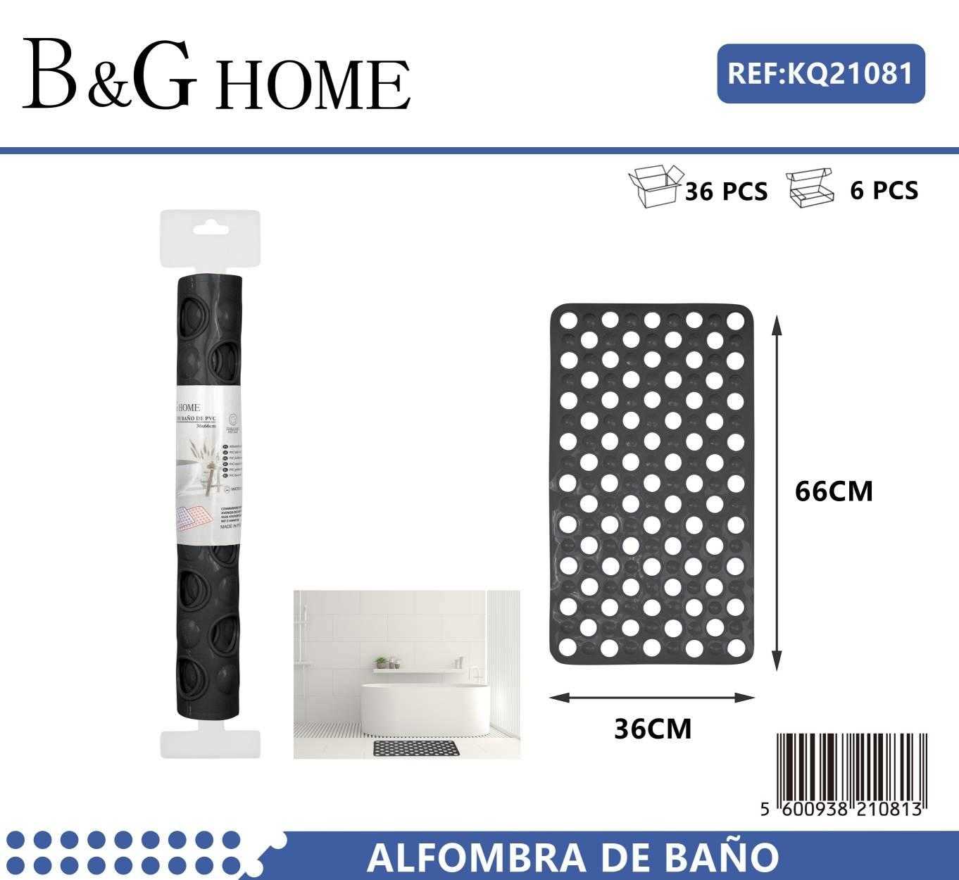 Αντιολισθητικό πατάκι μπάνιου - 6C - 36x66cm - Black - 21081