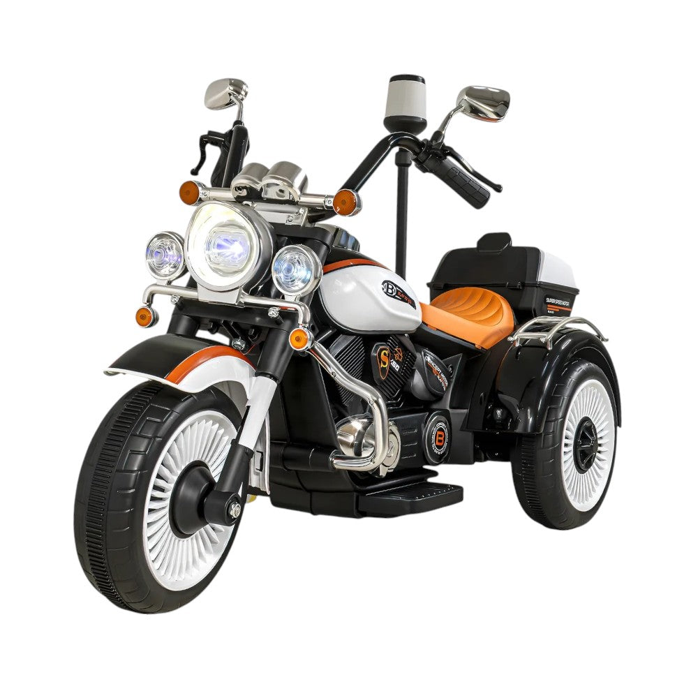 Children's electric tricycle scooter with headlight - BJQ-6388 - 701114 - White/Orange