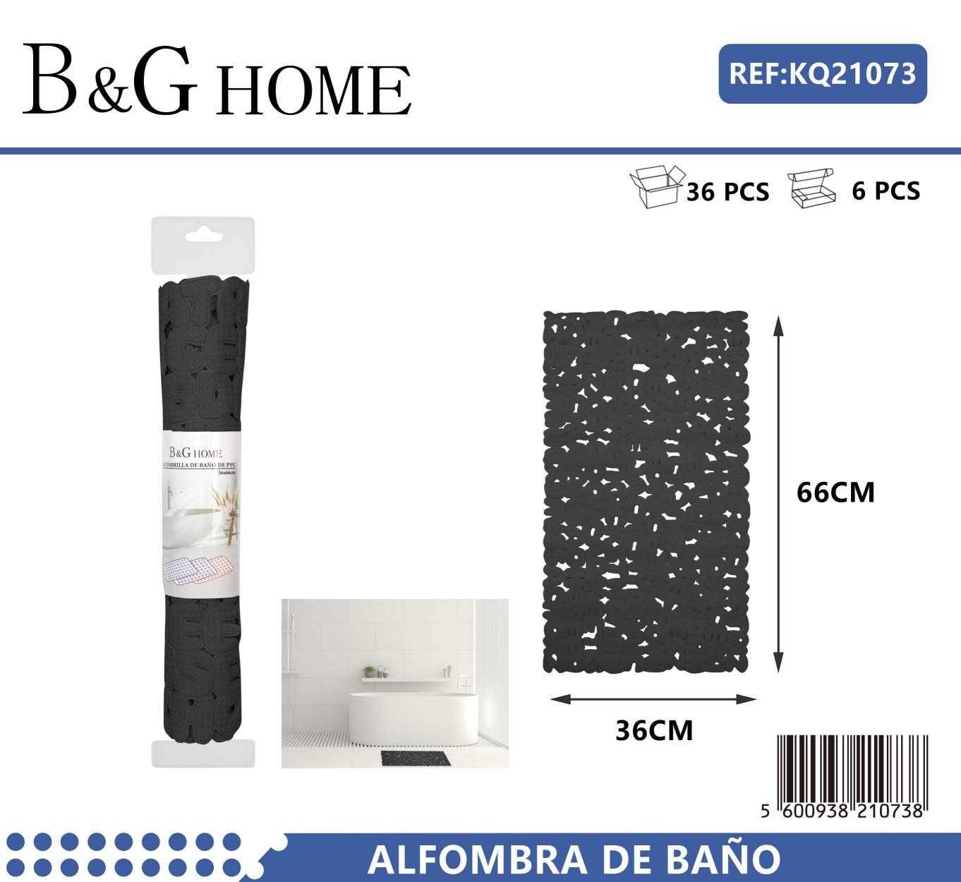 Αντιολισθητικό πατάκι μπάνιου - 6C - 36x66cm - Black - 21073
