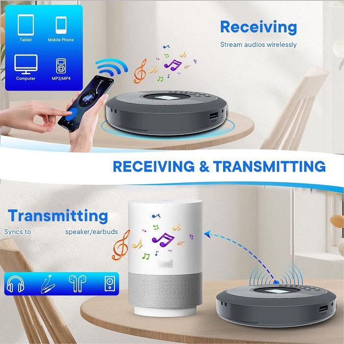 Φορητό επαναφορτιζόμενο CD Player με Bluetooth - PM20 - 718198 - Black