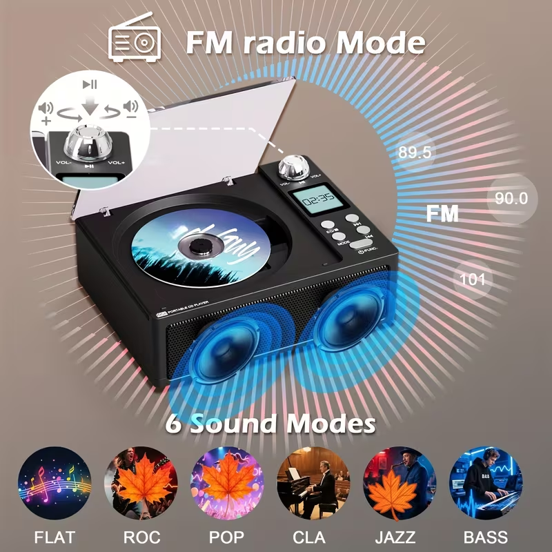 Φορητό CD Player με Bluetooth & Ραδιόφωνο - CD-3100 - 718228 - Black