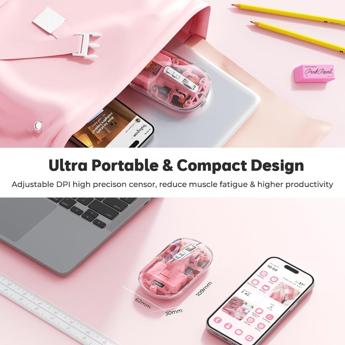 Meetion MT-BTM005 Wireless Mouse Pink