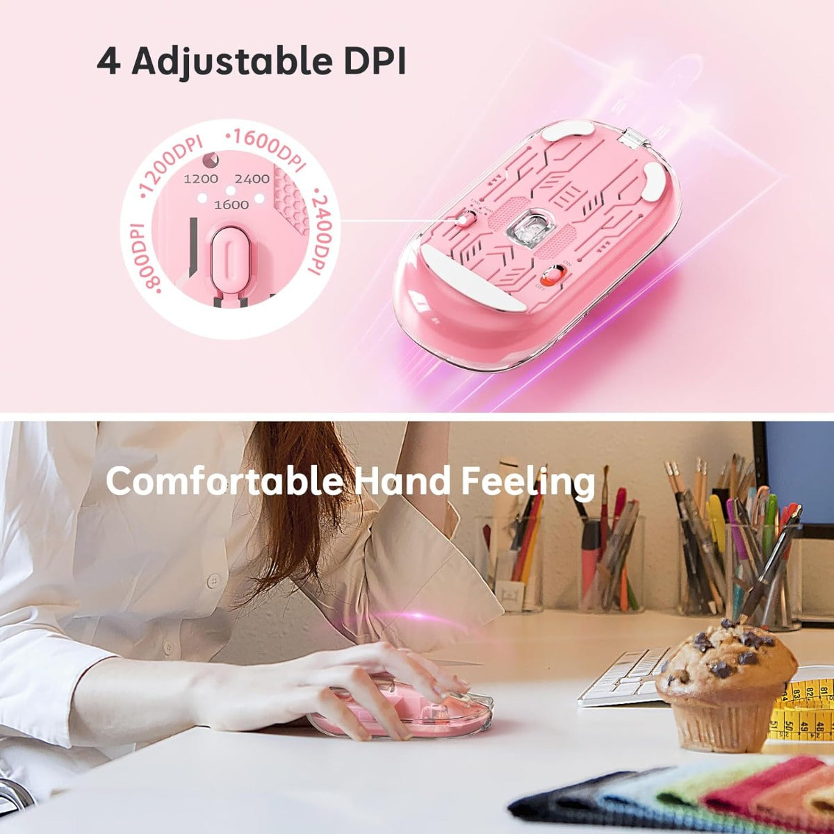 Meetion MT-BTM005 Wireless Mouse Pink