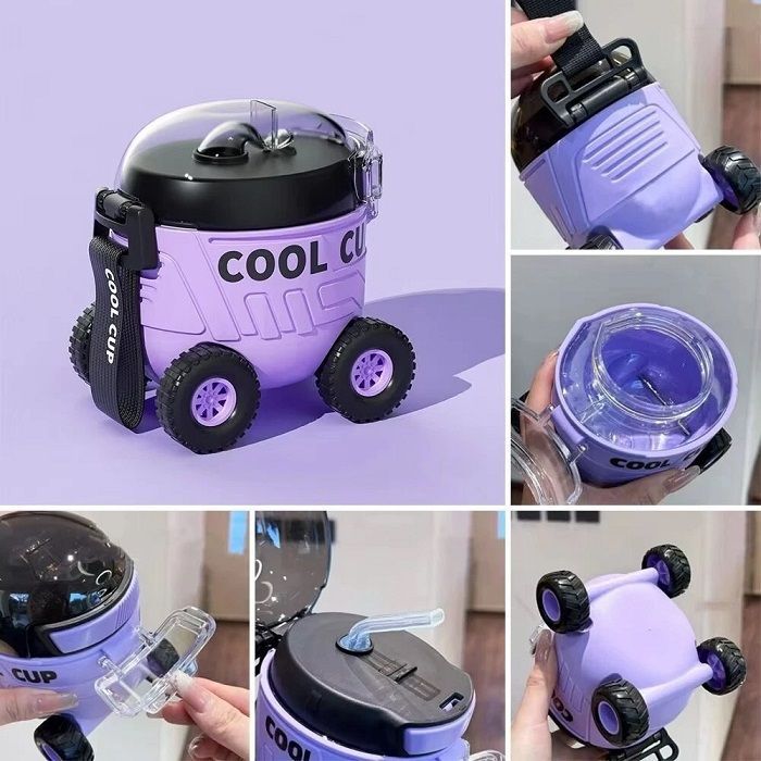 Παιδικό παγούρι πλαστικό - Αυτοκινητάκι - 600ml - 722399 - Purple