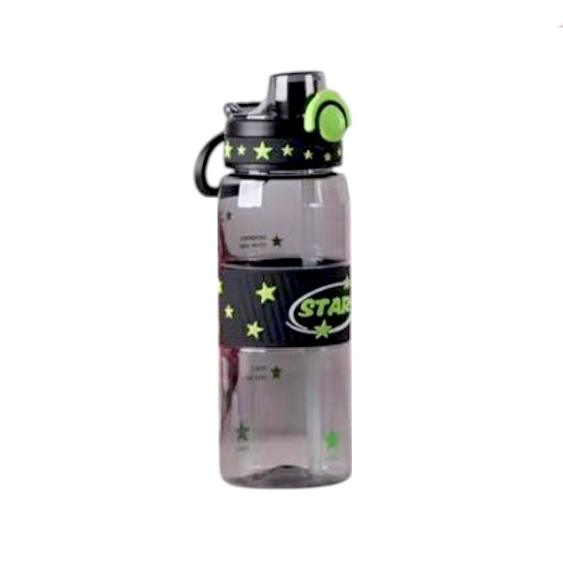 Portable plastic water bottle with straw - 600ml - 722443 - Black