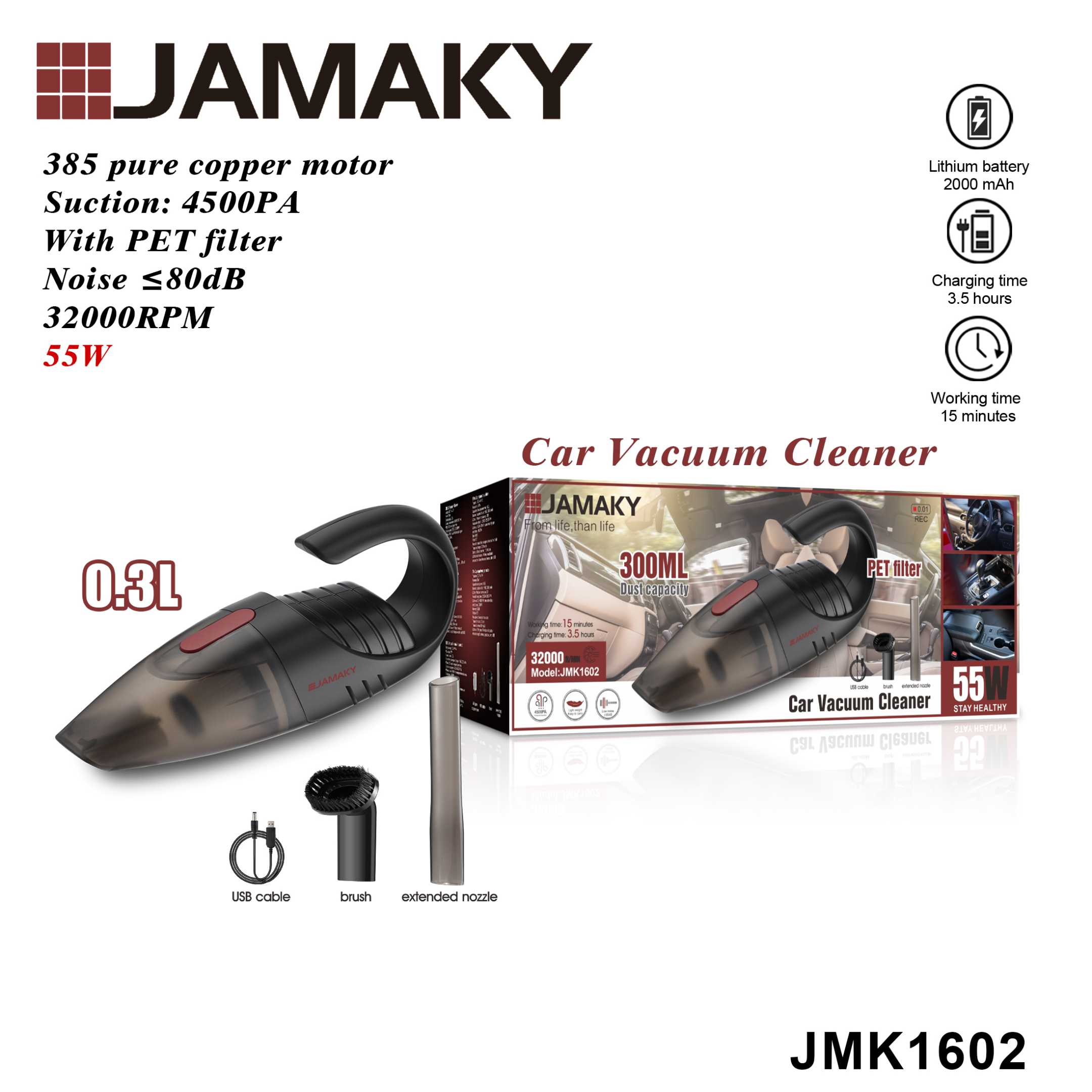Portable electric car vacuum cleaner - JMK1602 - 602018
