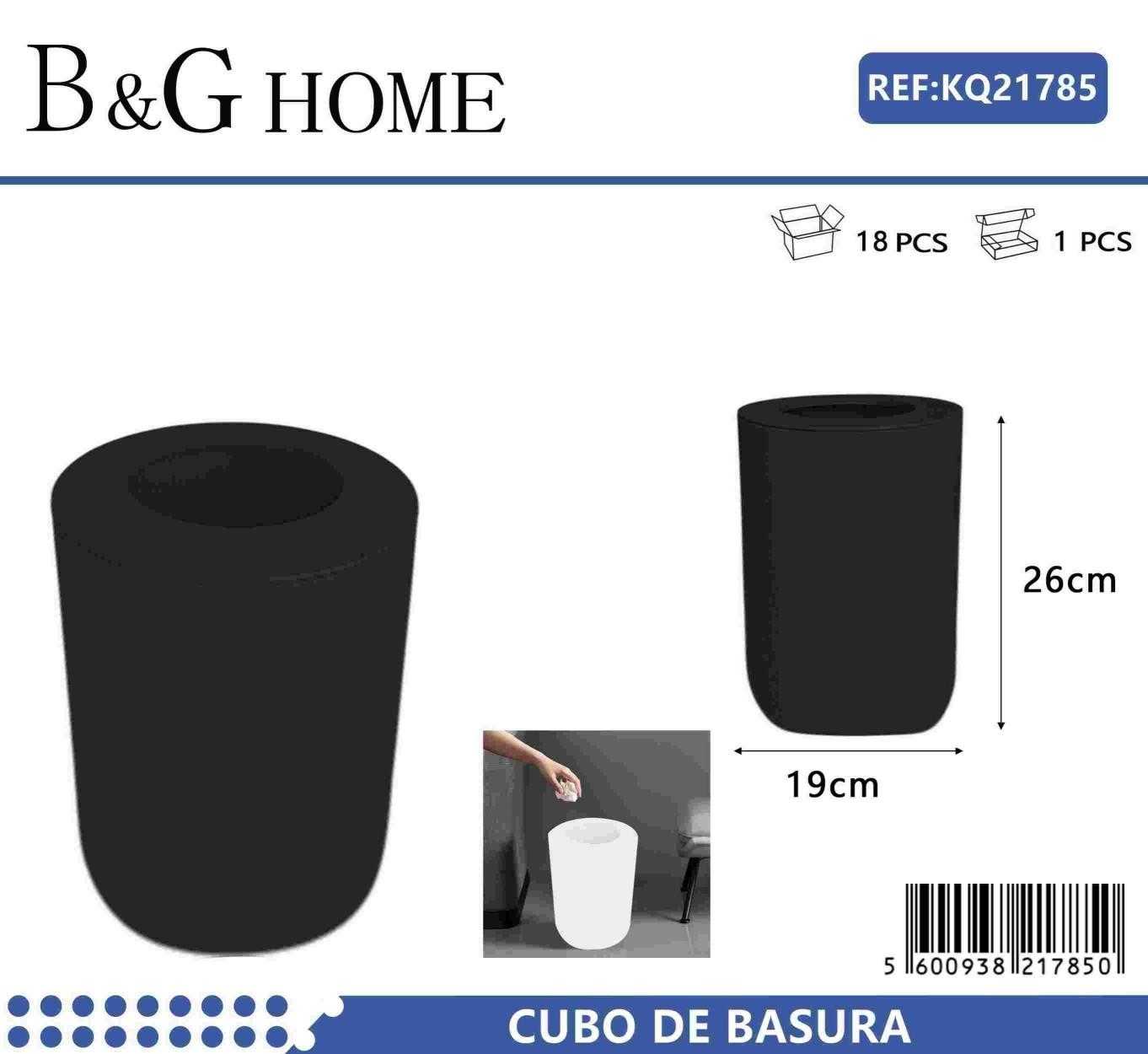 Plastic bathroom waste bin - Black - 21785