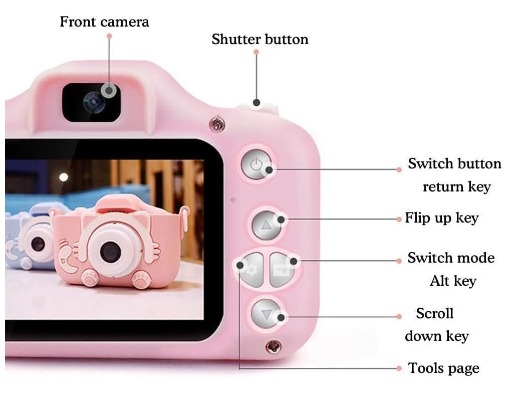 Children's digital camera - X200 - Cat - 884461 - Pink