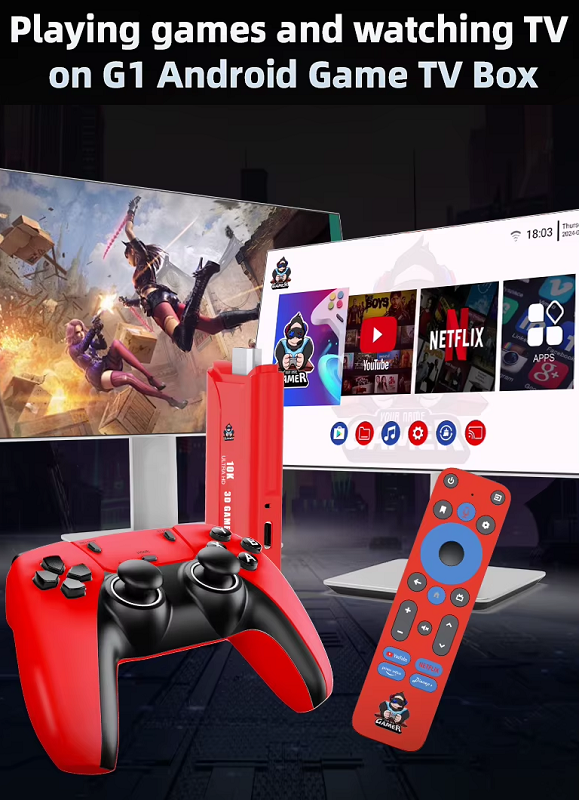 Portable Game Console Stick & Android TV Box with 2 Controllers - G1 - 812938