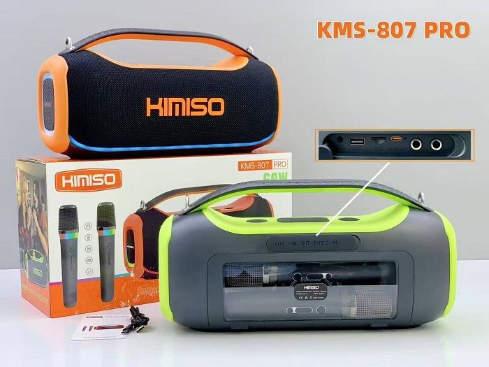Ασύρματο ηχείο Bluetooth με 2 μικρόφωνα Karaoke - KMS-807 Pro - 813782 - Orange