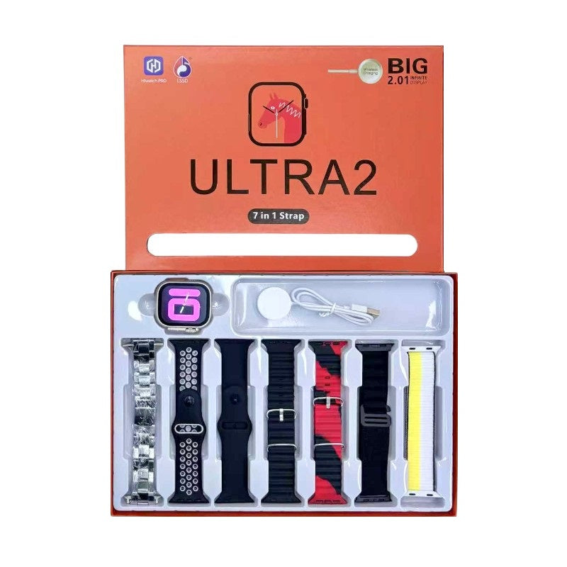 Σετ Smartwatch με 7 λουράκια - ULTRA2 - 814154 - Black