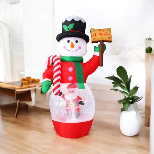 Φουσκωτός διακοσμητικός Χιονάνθρωπος με κινούμενο χιόνι - 2.1m - 817124