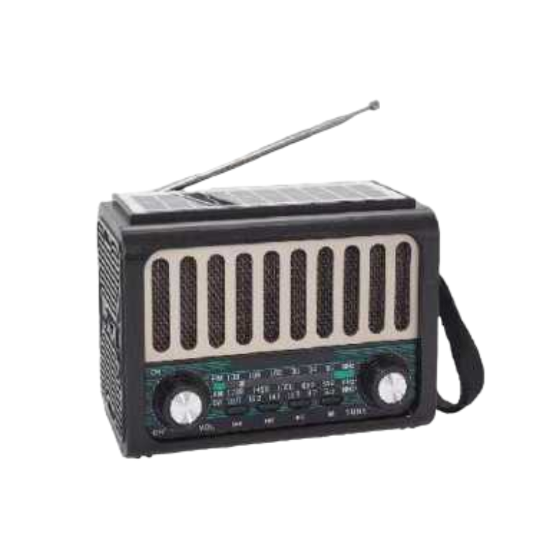 Retro Rechargeable Radio with Solar Panel - K335S - 830104