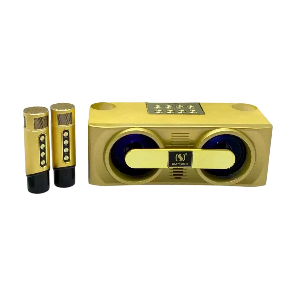 Wireless Bluetooth Speaker with 2 Karaoke Microphones - YS-205 - 887226 - Gold