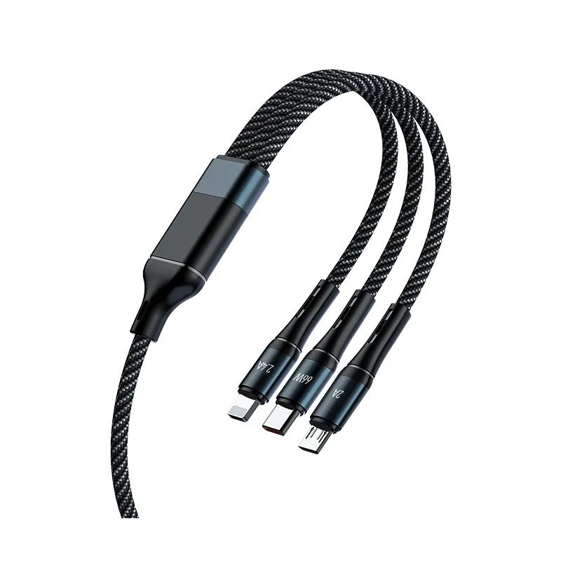 3in1 charging & data cable - Fast Charge - CL-972 - 1.2m - AWEI - 888155 - Black