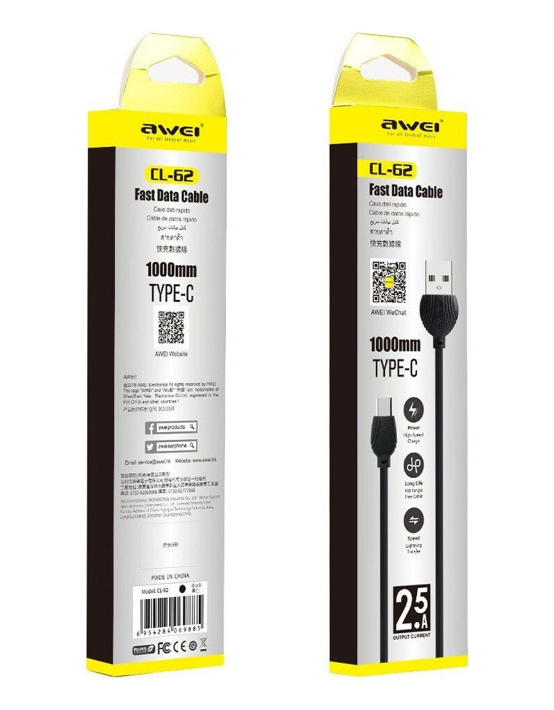 Charging & data cable - Type-C - CL-62 - AWEI - 887844