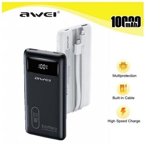 Powerbank - 10.000mah - P168K - 22.5W - AWEI - 002448 - Black