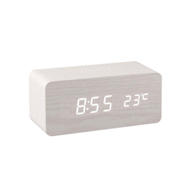 Digital clock - Alarm clock with wireless smartphone charging base - ET026 - 909450 - White