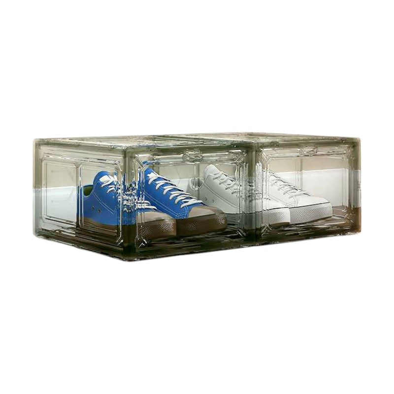 Transparent plastic shoe rack, 2 compartments - YH6626-2 - 915008
