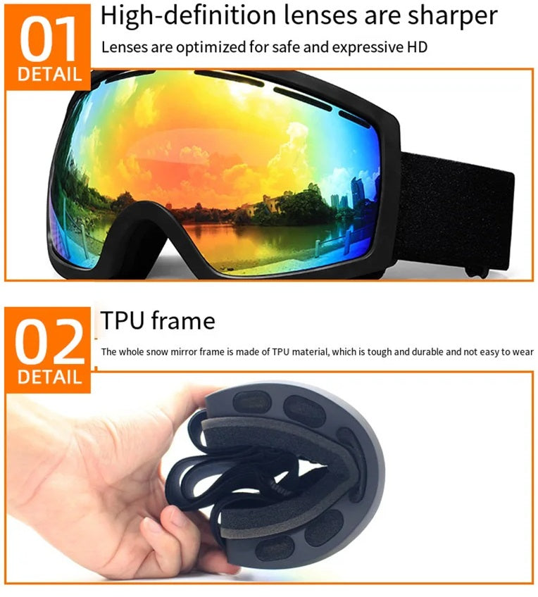 Ski Goggles - HX001 - 920662 - White/Silver Mirror