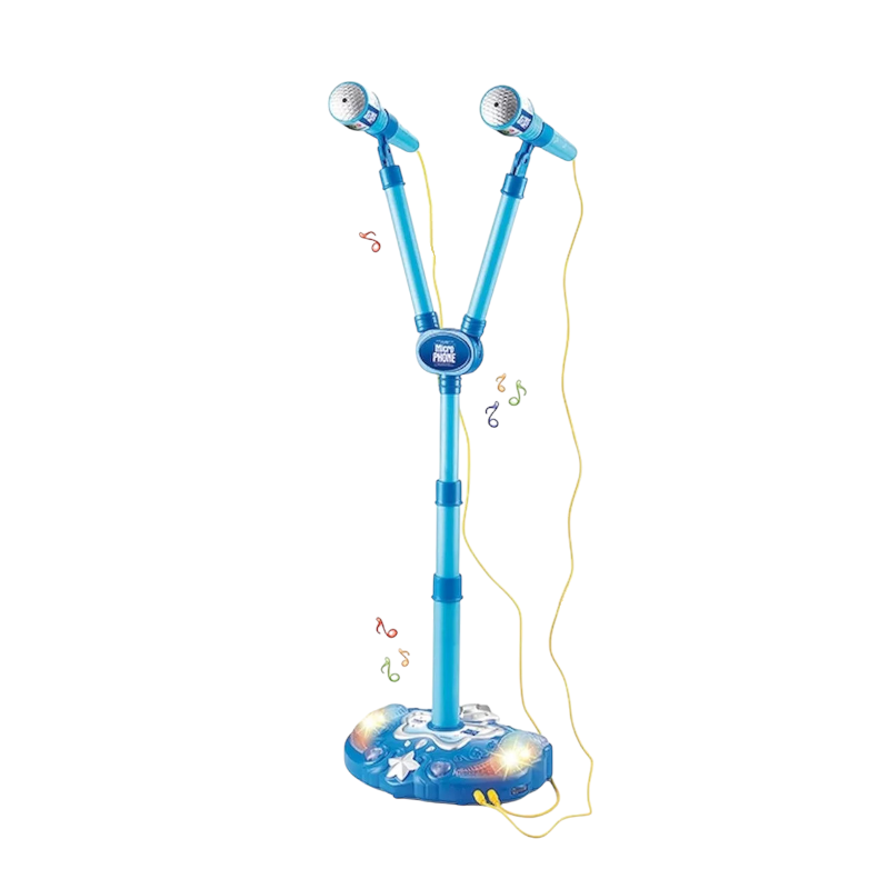 Children's karaoke microphone double with stand - 8801-L - 922277 - Blue