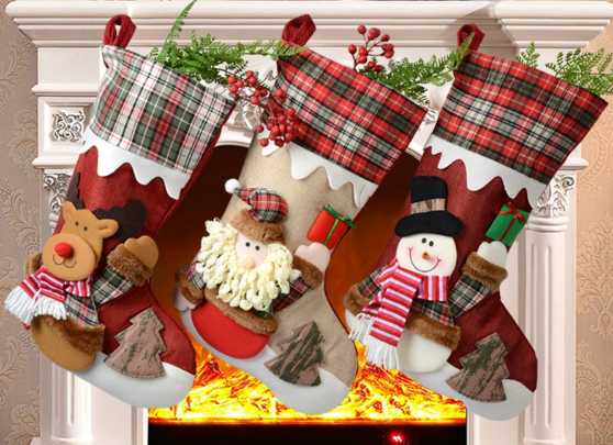 Χριστουγεννιάτικη διακοσμητική κάλτσα κρεμαστή - 30x40cm - 212108