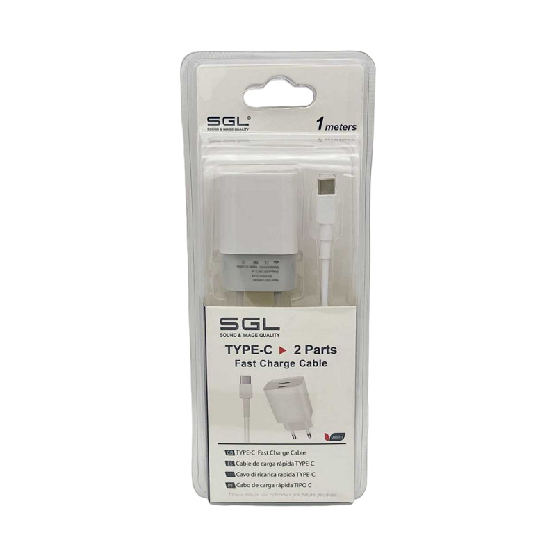 Αντάπτορας φόρτισης με καλώδιο και 2 θύρες USB - TypeC - Quick Charge - D1-S2 - 1m - 099576