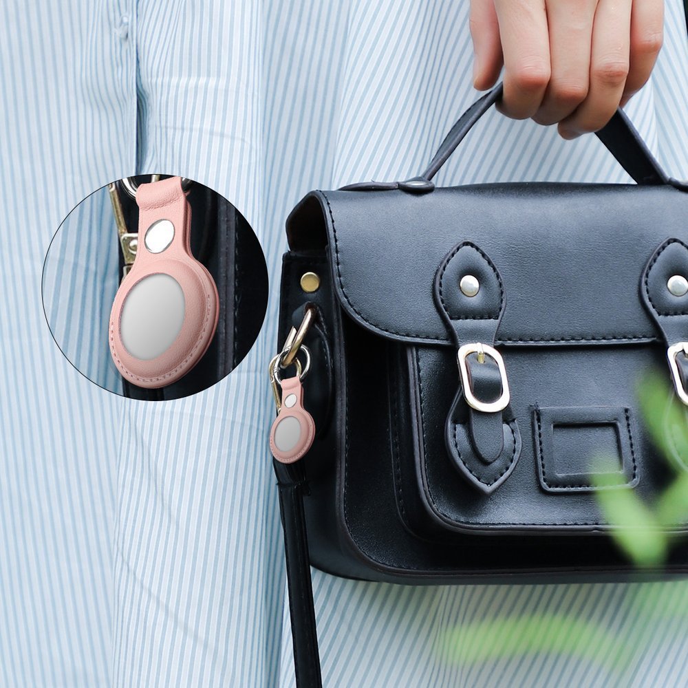 Θήκη / Μπρελόκ Δερματίνης Apple AirTag - OEM - Ροζ - iThinksmart.gr