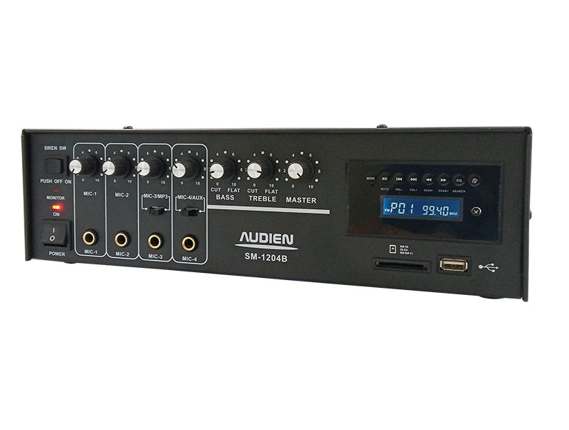 Audien SM-1204Β Ολοκληρωμένος Μικροφωνικός Ενισχυτής 55W/100V και Συνδέσεις USB/FM - iThinksmart.gr