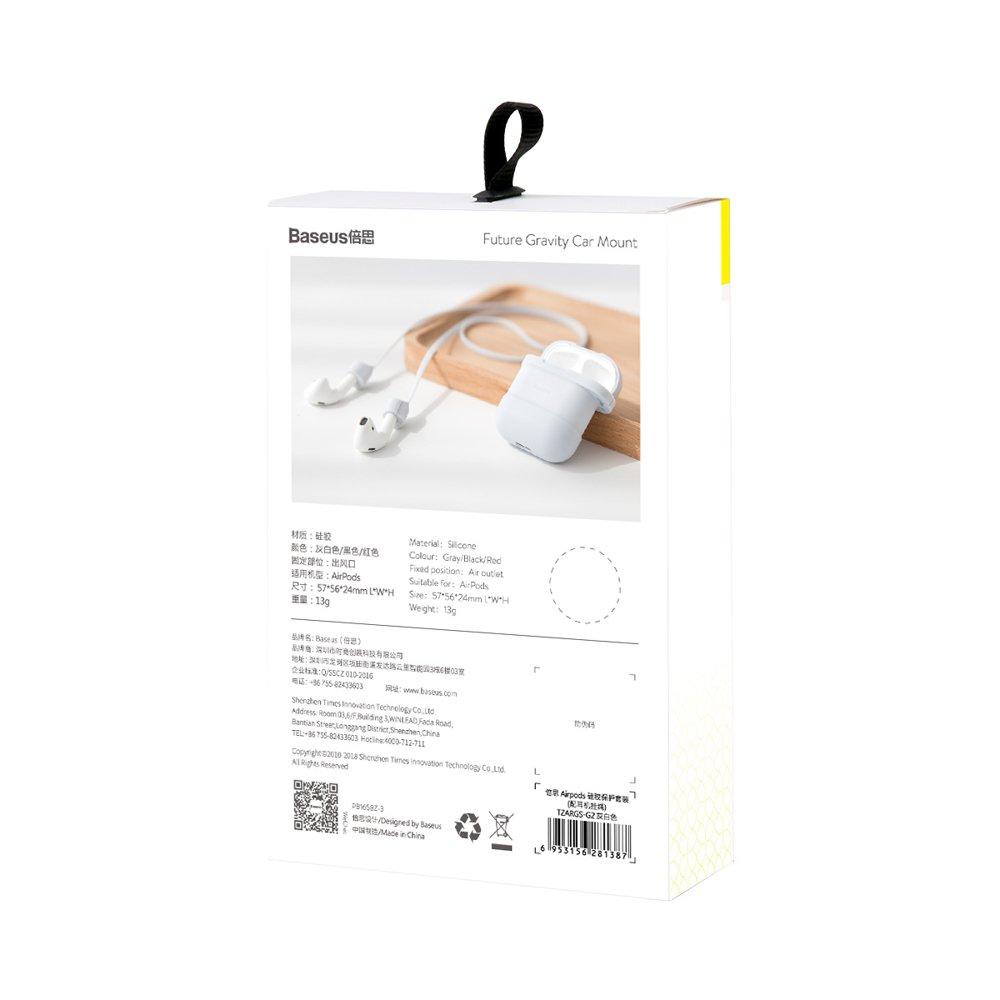 Baseus Θήκη σιλικόνης + Μαγνητικά Straps για Apple AirPods - Ανοιχτό Γκρι (TZARGS-G2) - iThinksmart.gr