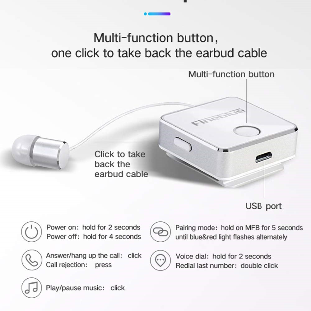 Ασύρματο ακουστικό Bluetooth - F1 - Fineblue - 712270 - White - iThinksmart.gr