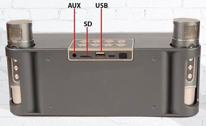 Ασύρματο ηχείο Bluetooth με 2 μικρόφωνα Karaoke - YS215 - 887271 - Grey - iThinksmart.gr