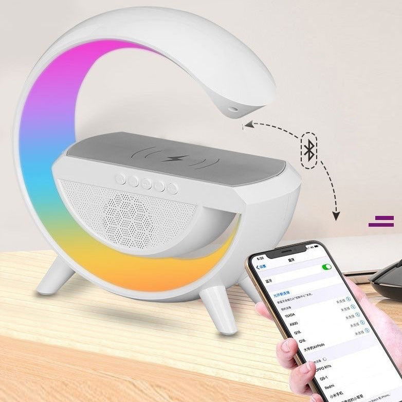 Ηχείο Bluetooth με Ραδιόφωνο και Ασύρματο Φορτιστή Κινητών OEM BT2301 - Λευκό με RBG Φωτισμό - iThinksmart.gr